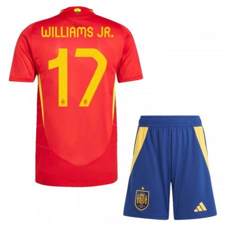 Camisola Espanha Williams JR 17 Criança 1º Equipamento Euro 2024 Manga Curta
